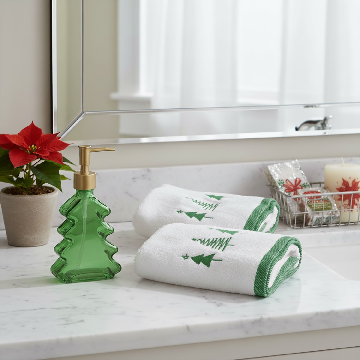 VESTIAMO CASA GRAN NATALE - Set 2 Asciugamani + Dispenser Natalizio